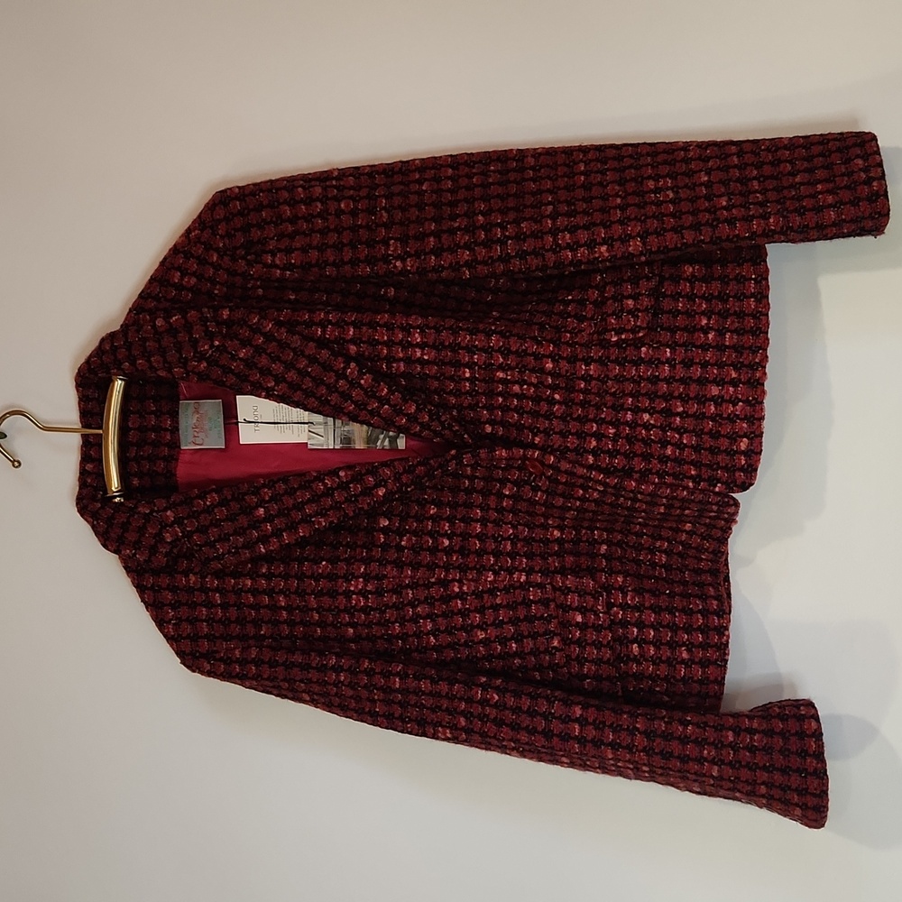 Triona Design Andara Co. Donegal Red & Pink Wool Tweed Blazer Sz 20